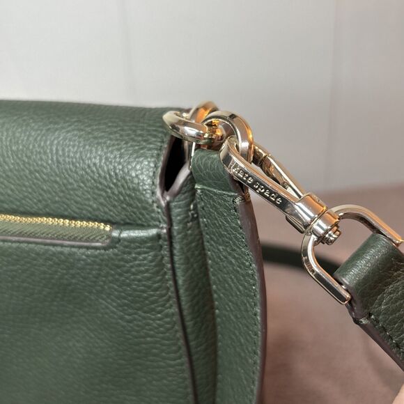 kailee medim flap shoulder bag Detachable Crossbody Strap Pebbled Hunter Green - Picture 8 of 12